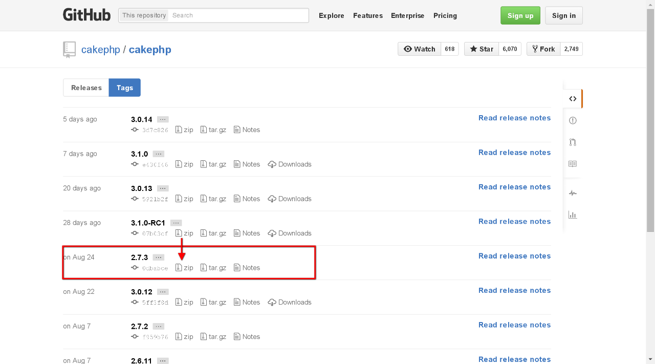 Download CakePHP