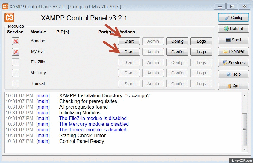 Start XAMPP